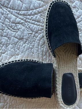 Doen Black Suede Espadrille Slip-On Mules